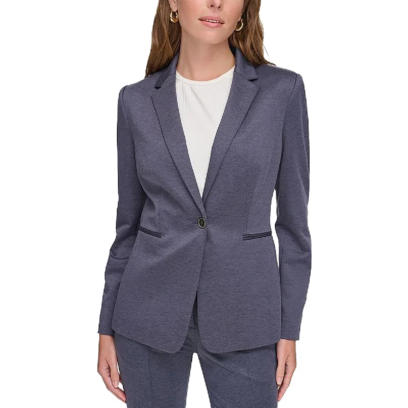 Tommy Hilfiger Womens Heathered Workwear One-Button Blazer