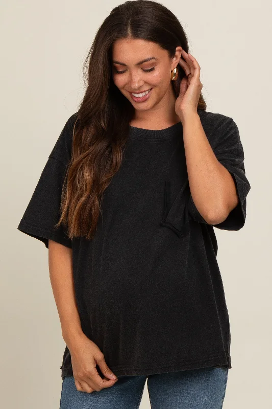 Charcoal Vintage Wash Oversized Maternity Tee