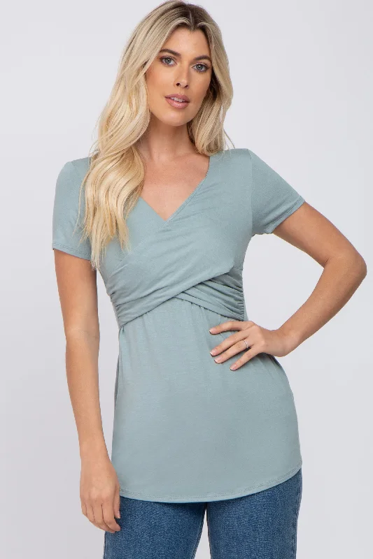 Light Olive Crossover Nursing Top