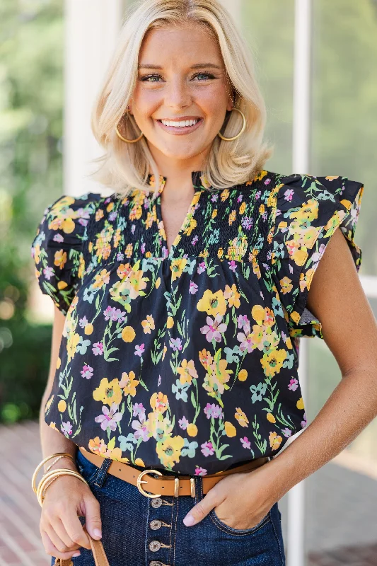 Live Out Loud Black Floral Blouse